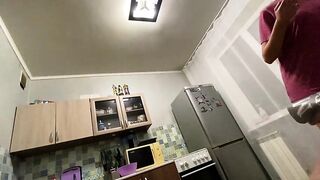 with talking, fucked a friend's wife in the kitchen while she was making him dinner.